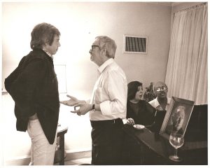 Three geniuses and a girl singer: Carol Sloane with Bob Brookmeyer, Jimmy Rowles, her husband at the time, and Tommy Flanagan at a house party. This photo dates from the late 1970s around the time Carol and Jimmy recorded their sole album together, "Carol Sings," for Progressive Records in New York City.