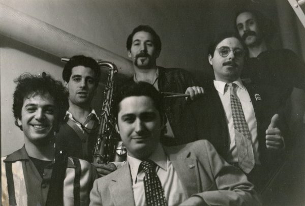 The Bluetones in transition: One of the several lineups which would constitute the band during the mid-1970s after the departure of Ronnie Earl. Left to right: Peter "Hi-Fi" Ward, Mark "Kaz" Kazanoff, Steve Brown, Anthony Geraci, Michael "Muscat" Ward and, in front, Raymond "Sugar Ray" Norcia