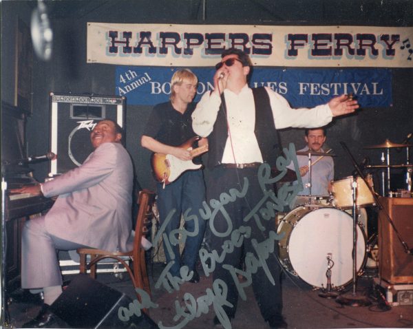 Sugar Ray performing with legendary blues pianist Floyd Dixon at the 4th Annual Boston Blues Festival held at Harper's Ferry, Allston, Massachusetts, 1990